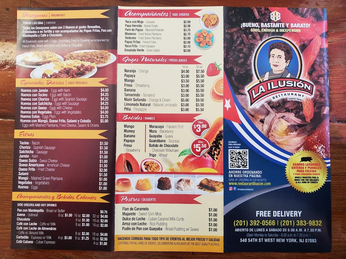 Menu at La Ilusion Cuban Restaurant, West New York