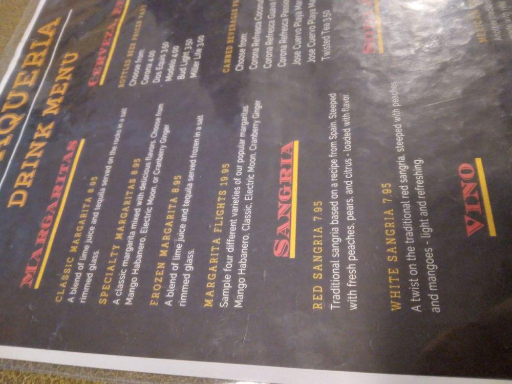 Menu at The Cowboy's Taqueria restaurant, Cobleskill