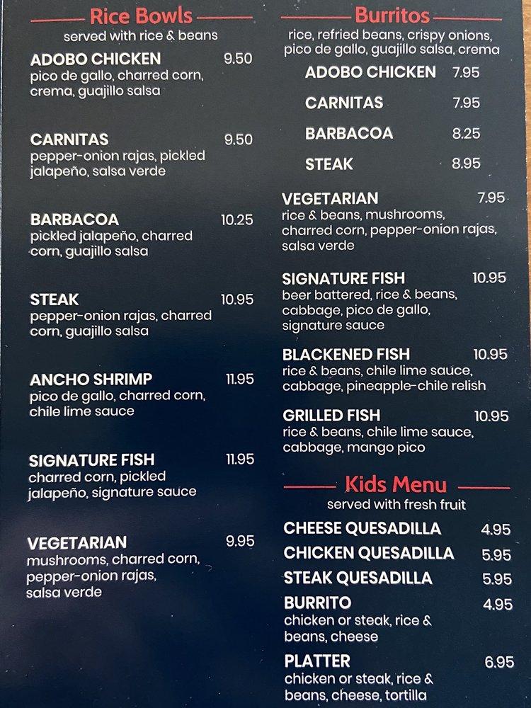 Menu at Fish Taco Tysons restaurant, Tysons