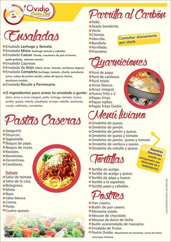 Menu at Ovidio Cocina Chef restaurant, General Juan Madariaga