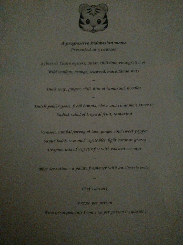 Menu at Blue Pepper, Amsterdam