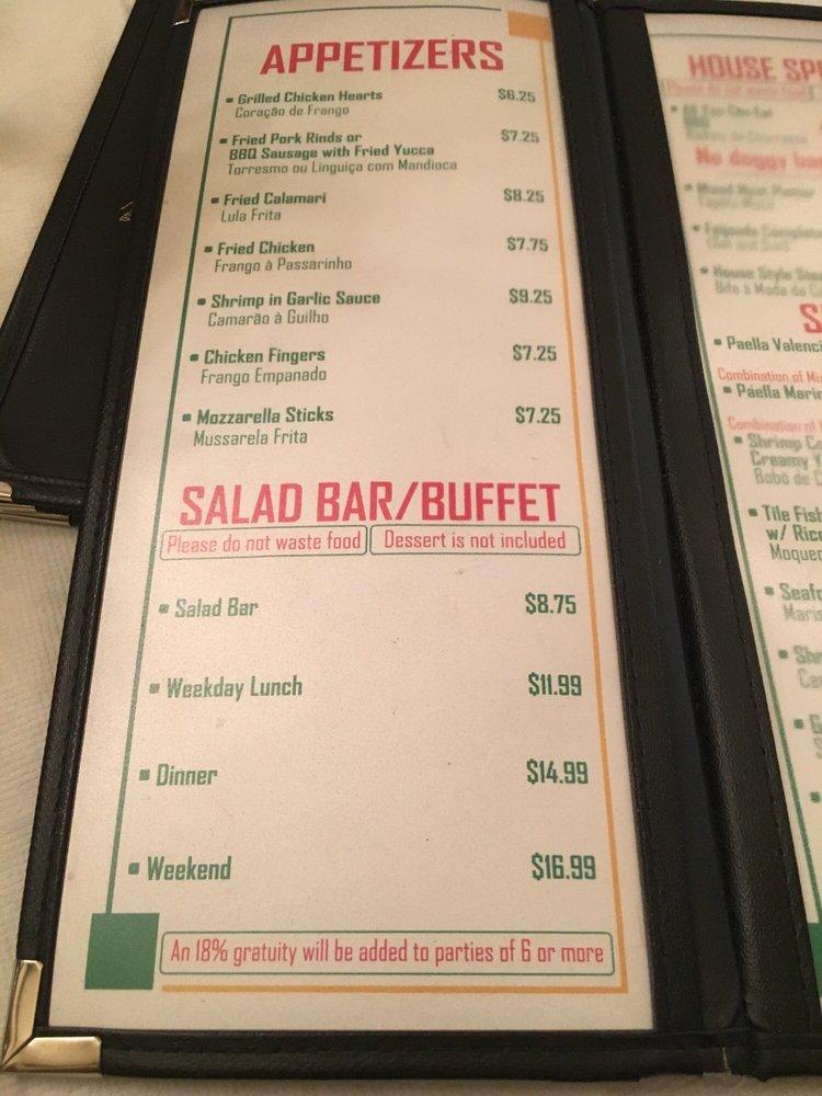 Menu at Brasilia Grill restaurant, Newark