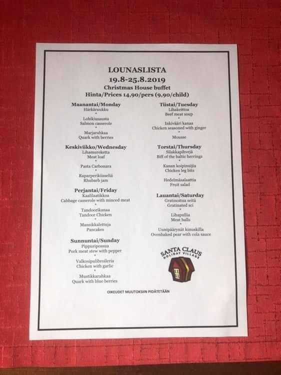 Menu at Santa's Restaurant (Christmas House Restaurant & Coffee Bar
