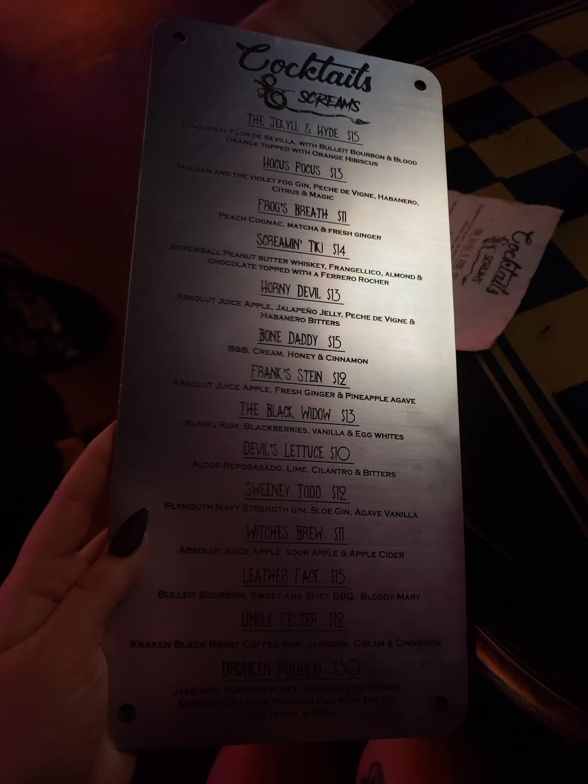 Drink / Brunch Menu – Cocktails & Screams