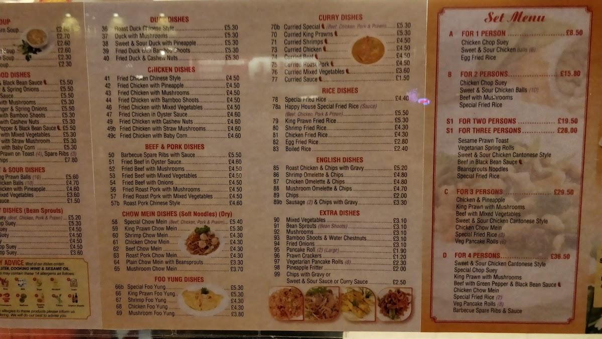 Menu at Happy Chef fast food, Sittingbourne