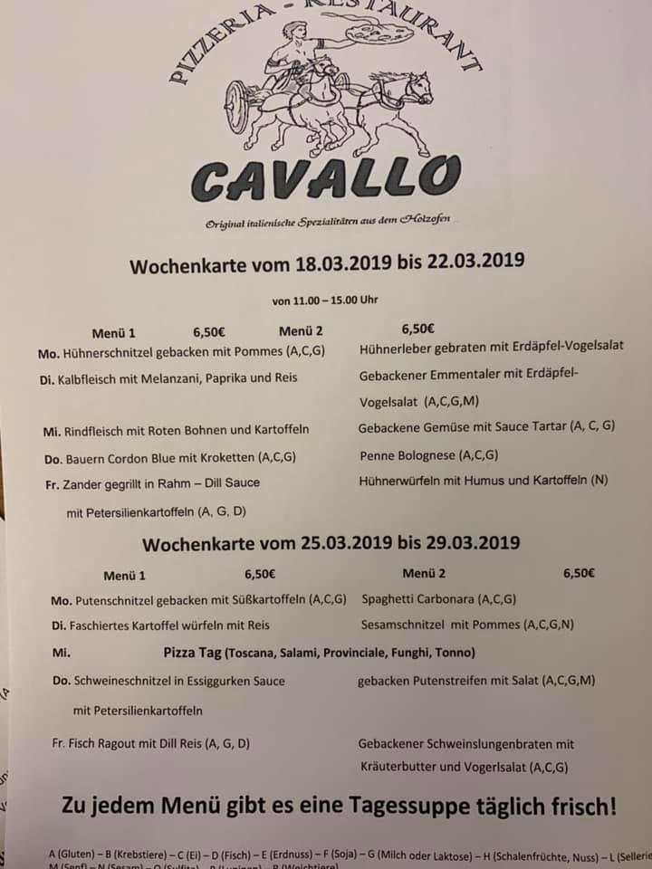 Menu at Pizzeria Cavallo, Vienna, Linzer Str. 182