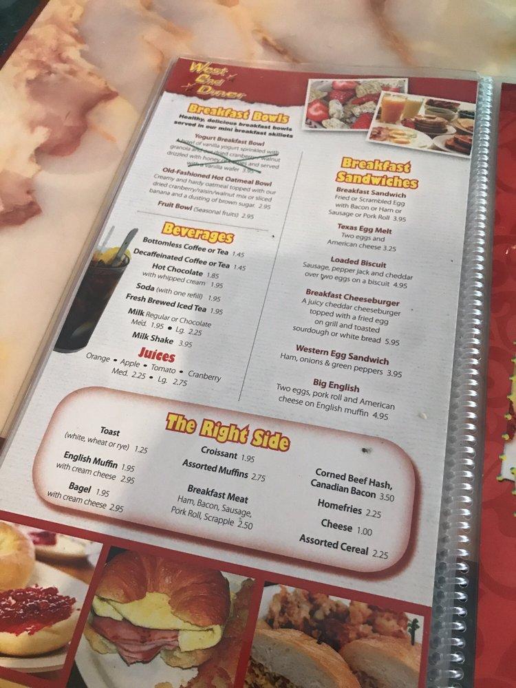 Menu at West End Diner restaurant, Brodheadsville, US209