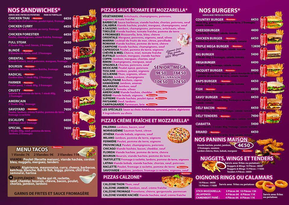 Menu de La Pizzeria de la Brie