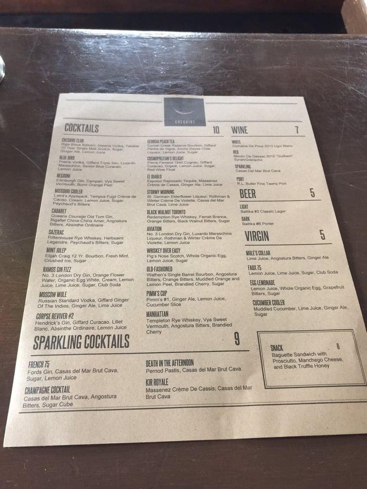 Menu at Cheshire pub & bar, Rochester