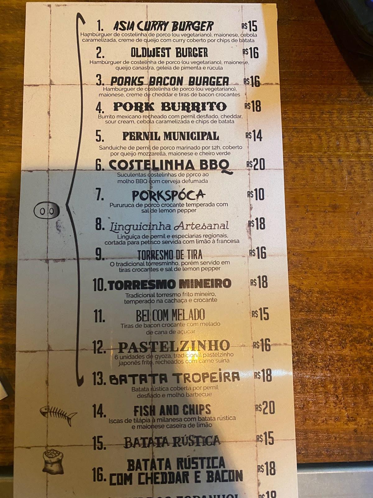 Menu Em Porks Ponta Grossa Pub Bar Ponta Grossa