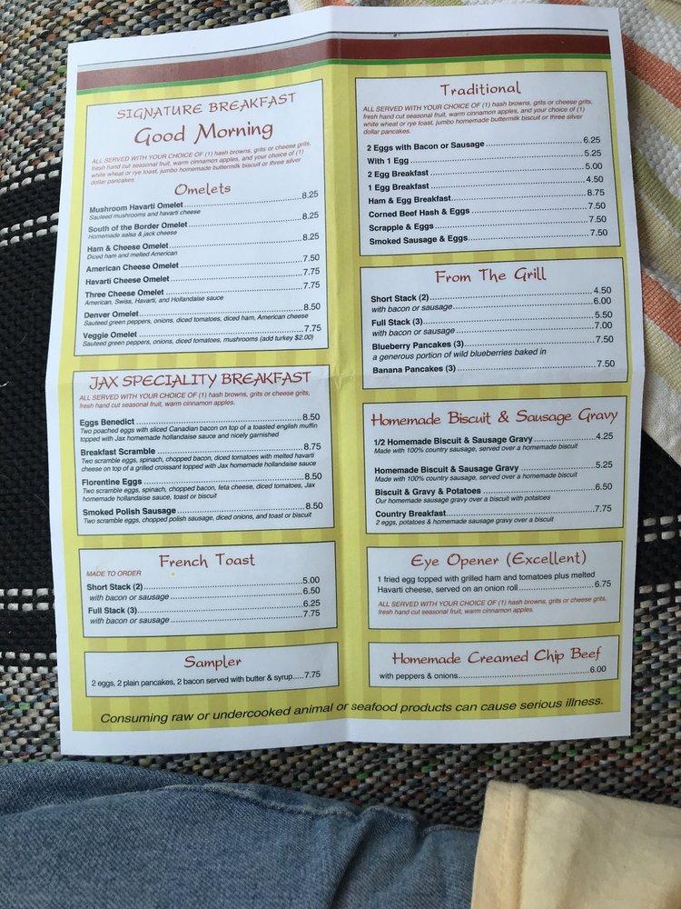 Menu at Jax Diner restaurant, North Fort Myers, N Tamiami Trail