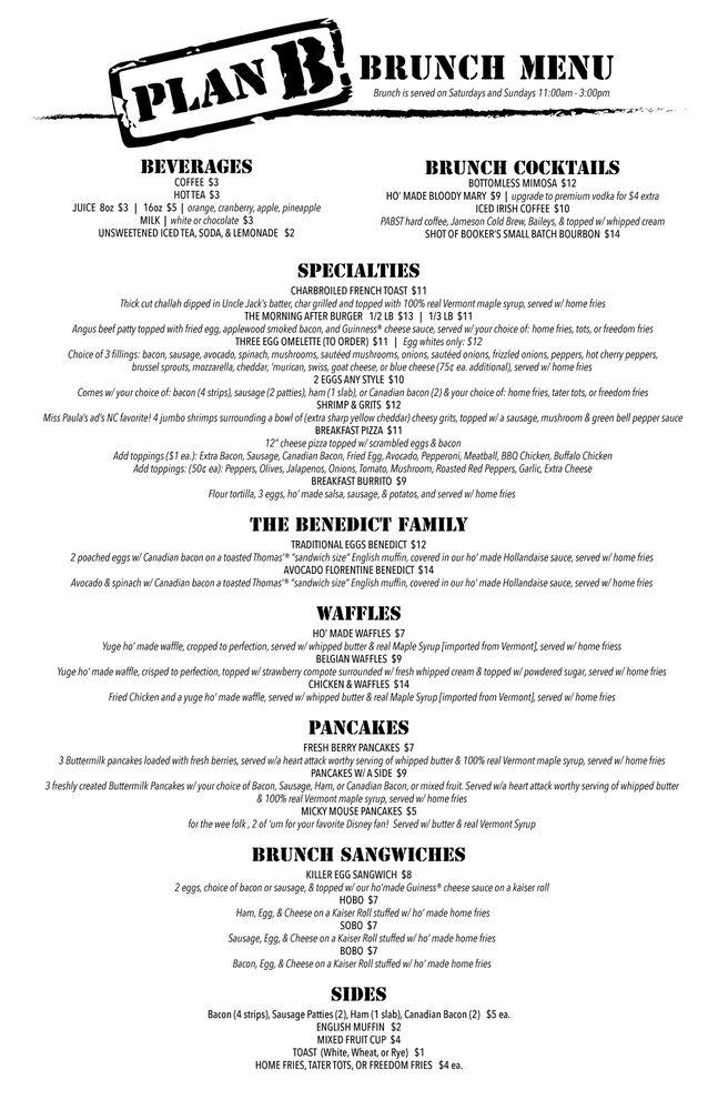 Menu At Plan B Pub & Bar, Suffern