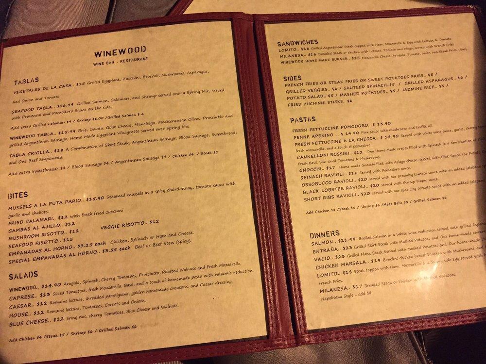 Menu at Winewood pub & bar, Miami
