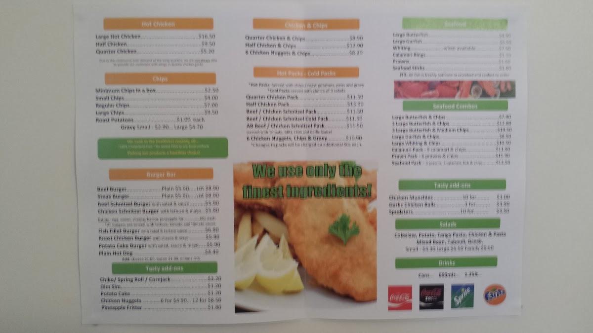 Menu at Erindale Chicken & Seafood fast food, Kensington Park