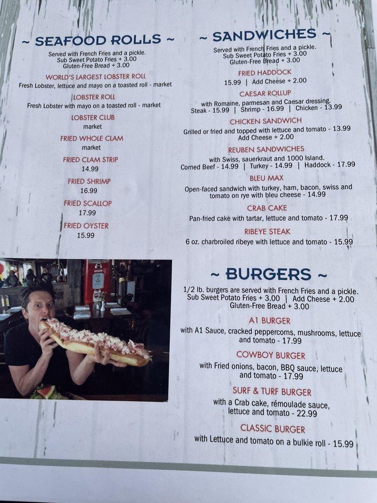 Menu at Taste of Maine Restaurant, Woolwich