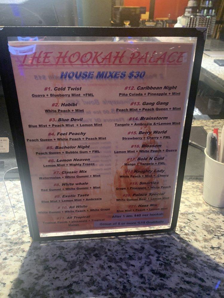 Menu at The Palace Hookah Lounge pub & bar, Sacramento, J St 120