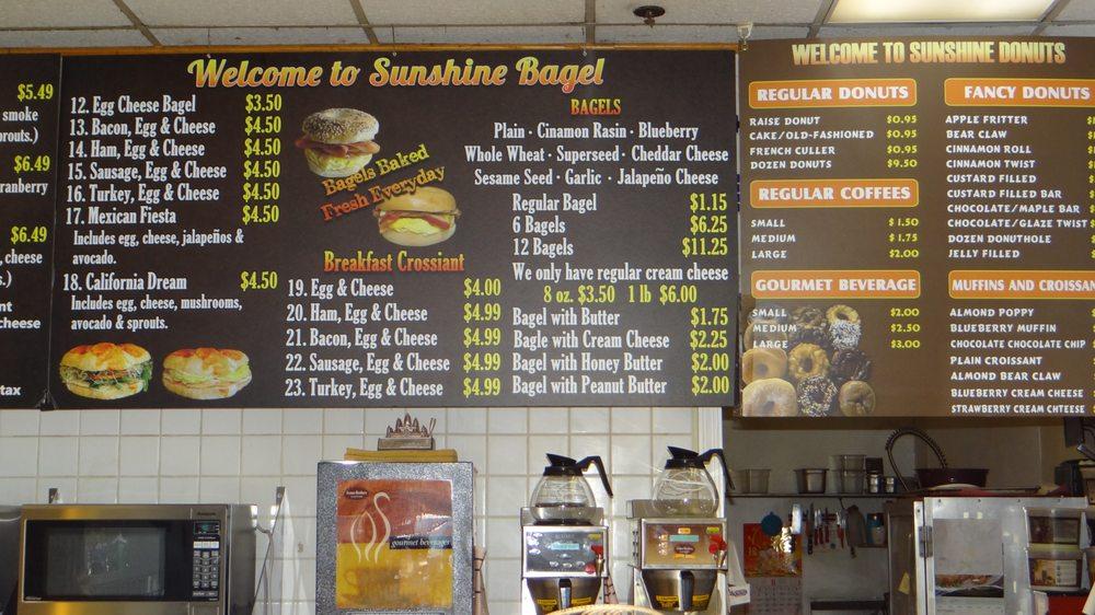 Menu at Sunshine Donuts and Bagels, Prunedale