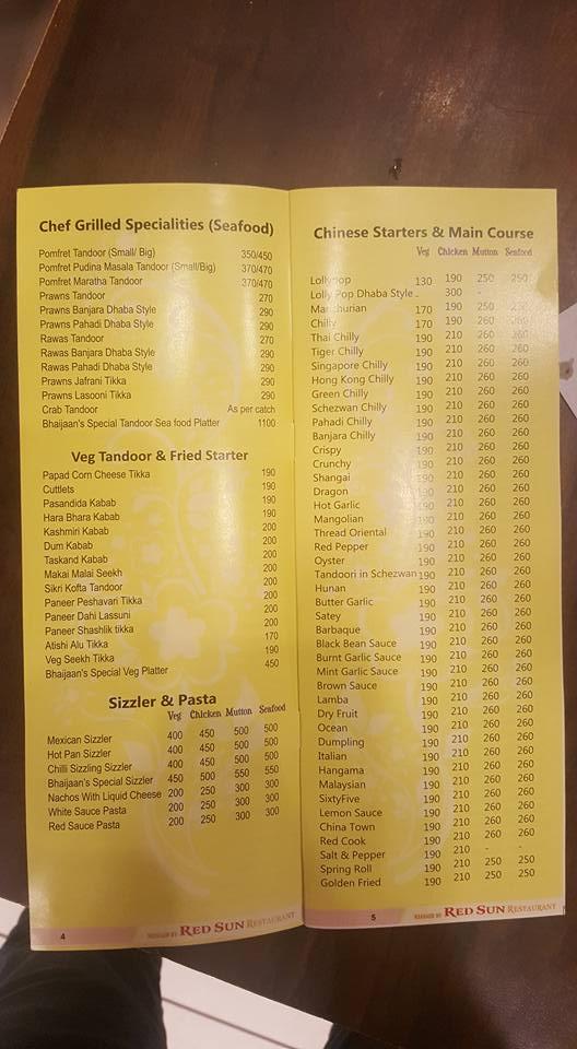 Bhaijaan's menu