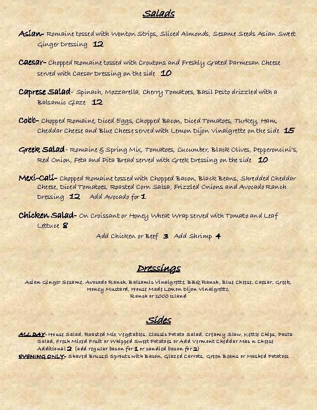 Menu at Copper Fire pub & bar, Belleville