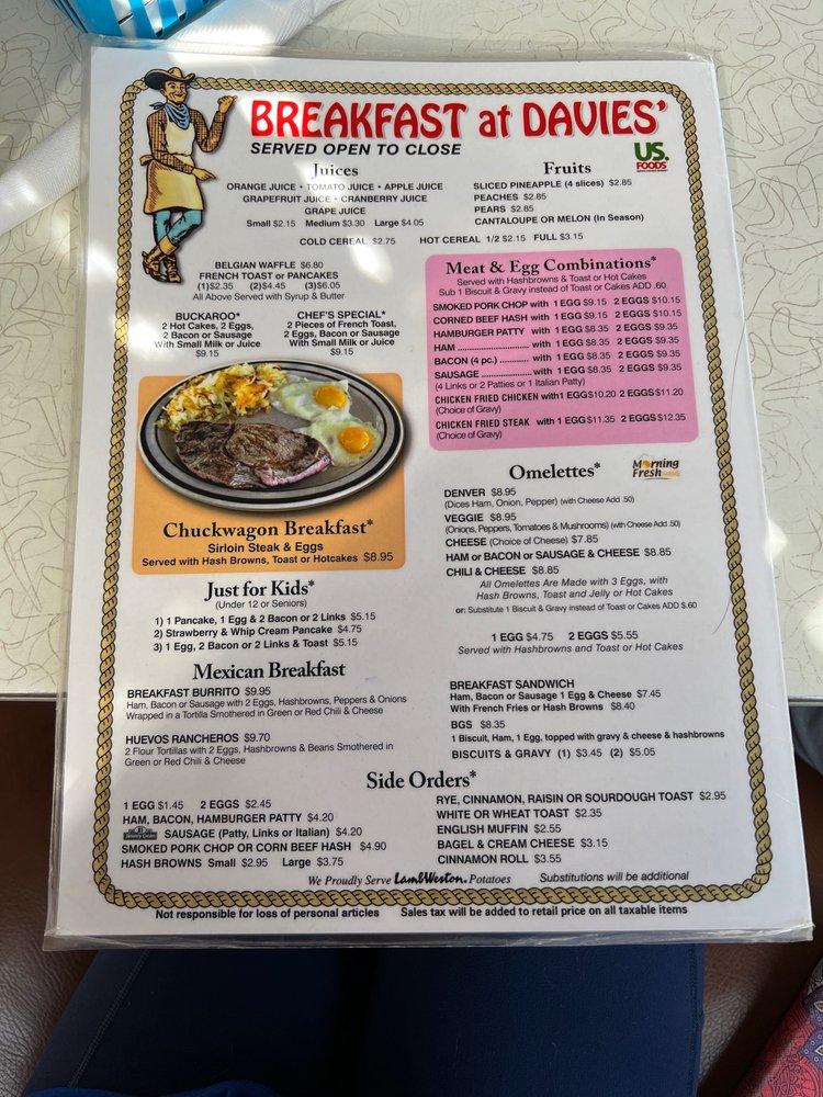 Menu At Davies Chuck Wagon Diner Restaurant Lakewood W Colfax Ave