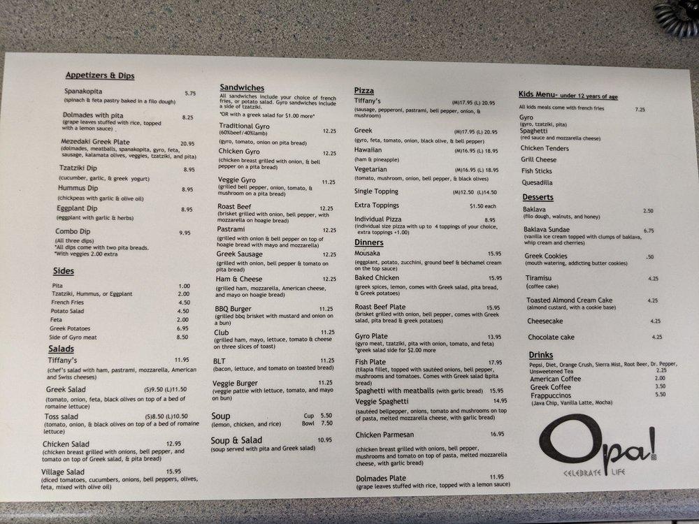Menu at Tiffany's Pizza & Deli Coffee pizzeria, Las Cruces