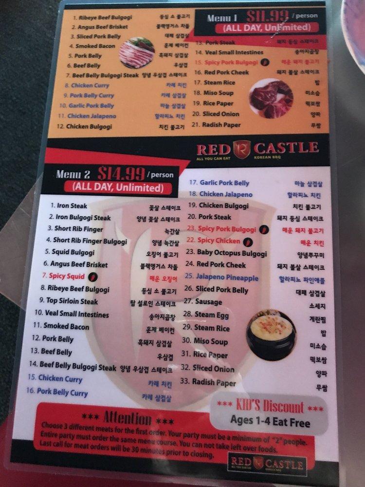 Menu At Red Castle Korean BBQ, Garden Grove