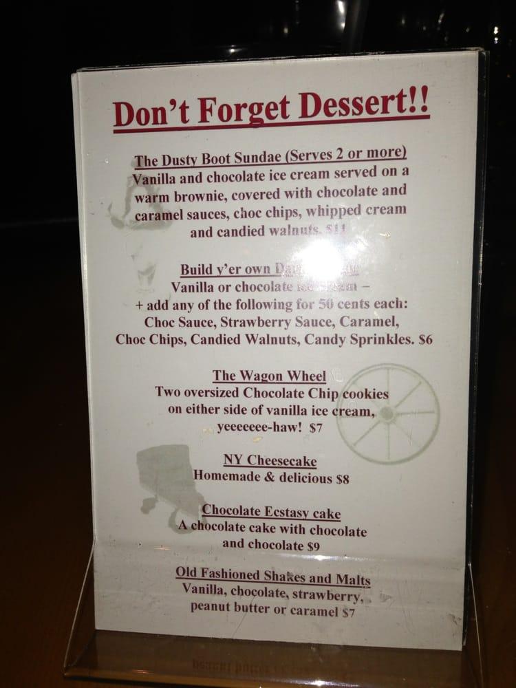 Menu at Dusty Boot Saloon pub & bar, Avon