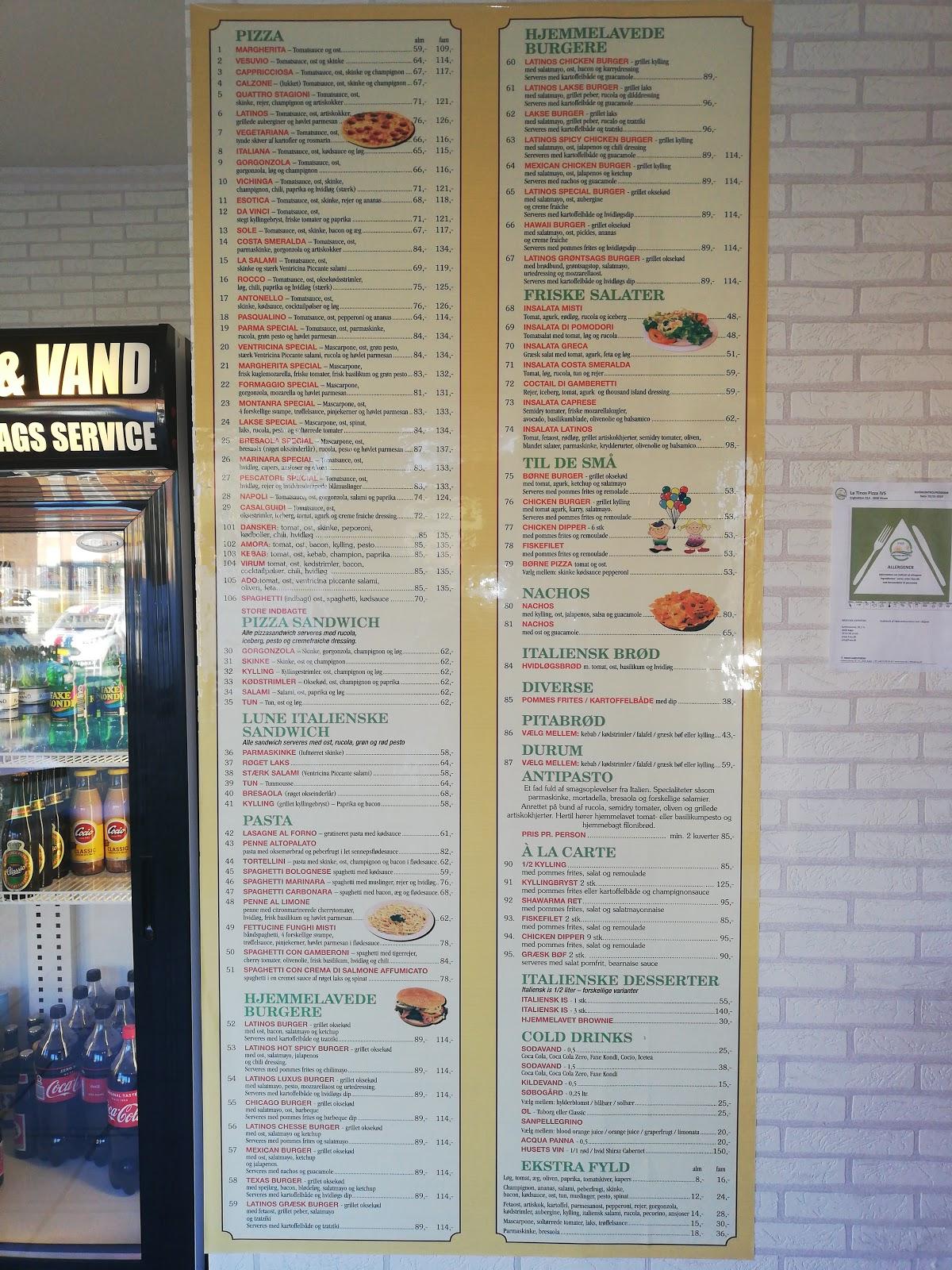 Menu at Latinos Pizza og Burger House restaurant, Virum