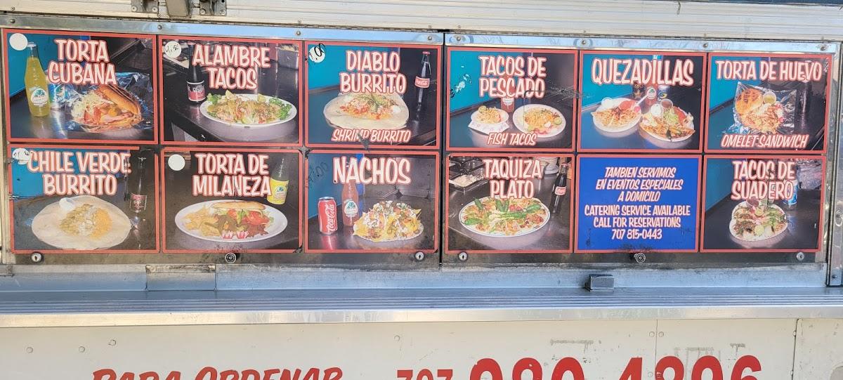 Menu at Tacos Garcia restaurant, Yountville