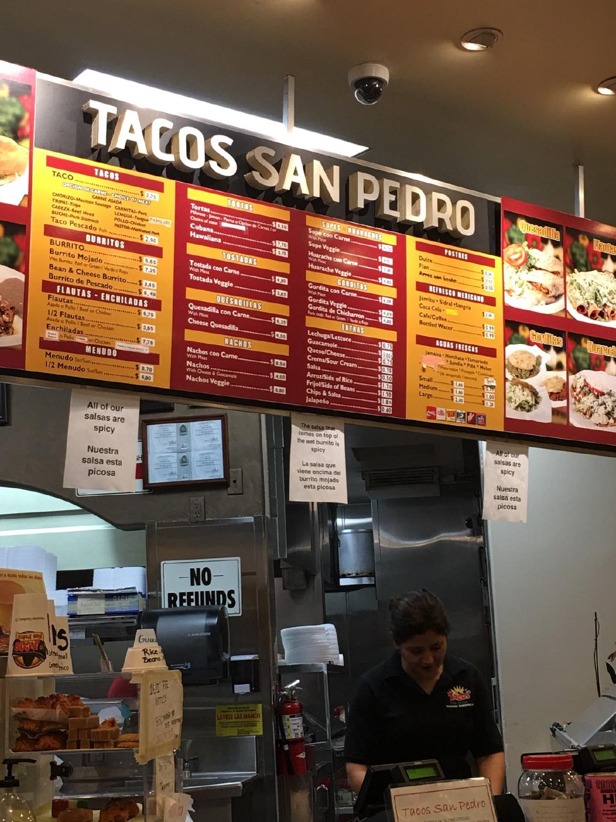 Menu at Tacos San Pedro restaurant, Hawaiian Gardens