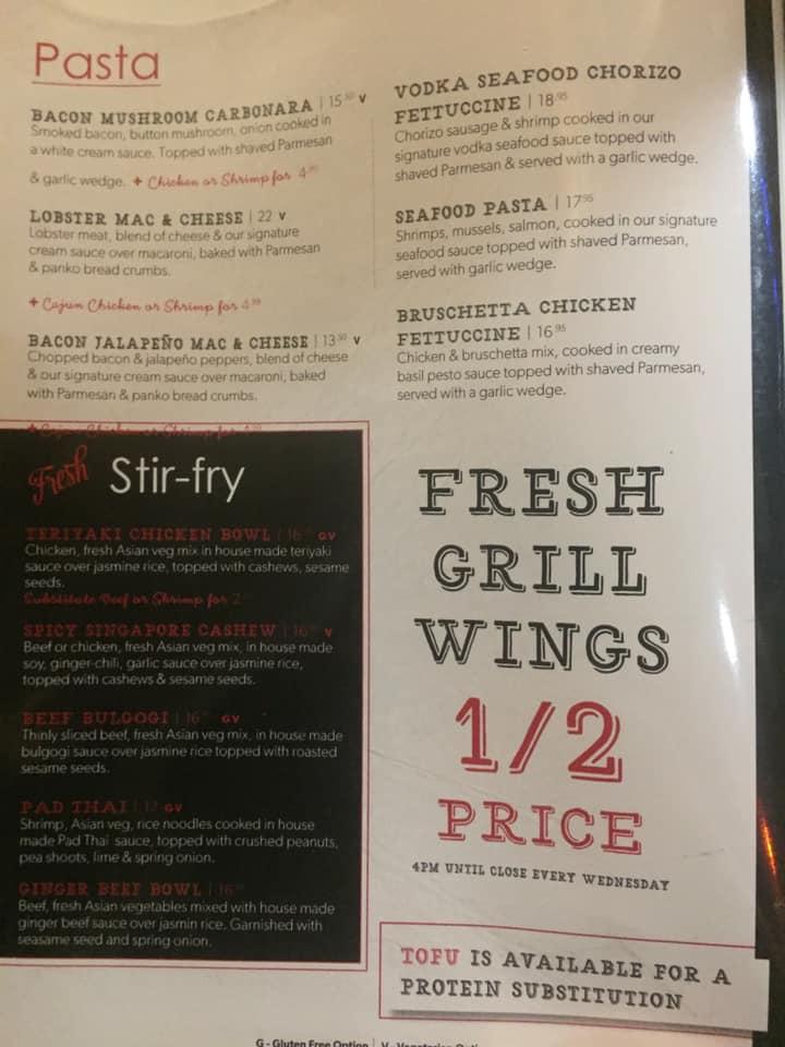 Menu at Fresh Grill Kitchen & Bar, Wetaskiwin