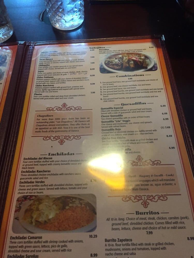 Menu at Mariachi De Oro restaurant, Medina