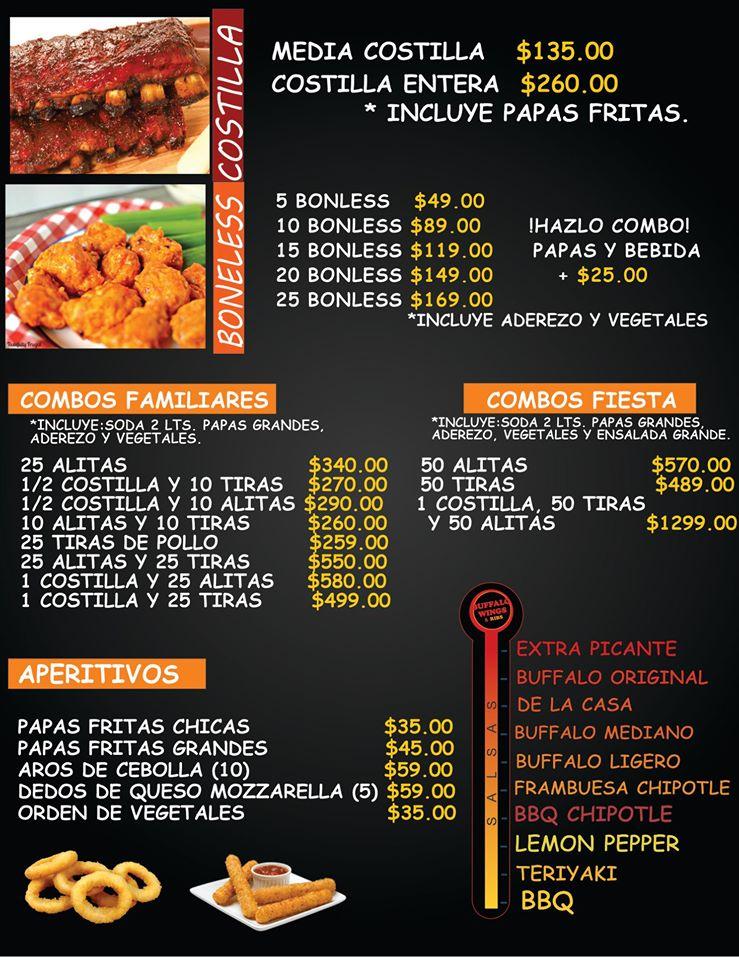 Menu at Buffalo WINGS & Ribs restaurant, Tijuana, Carlota Sosa y Silvia de  Maldonado 401