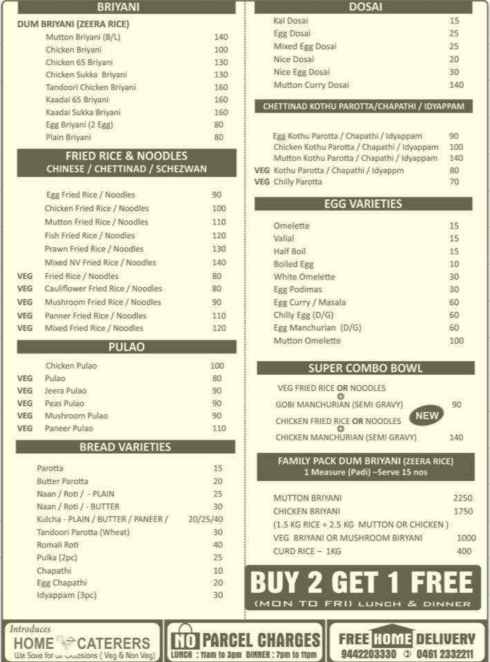 Home Kitchen Restaurant menu