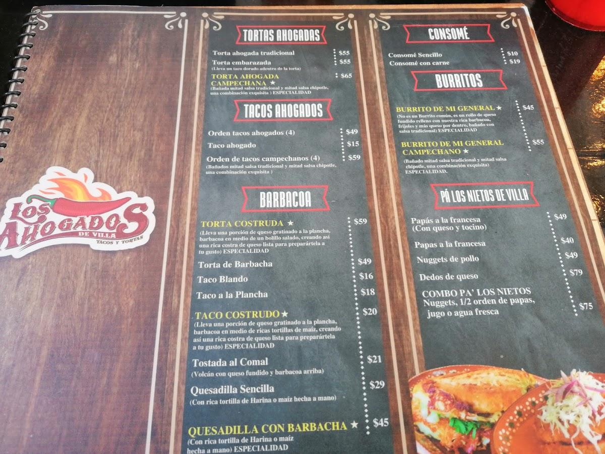 Carta del restaurante Patio D’ Villa, Zacatecas