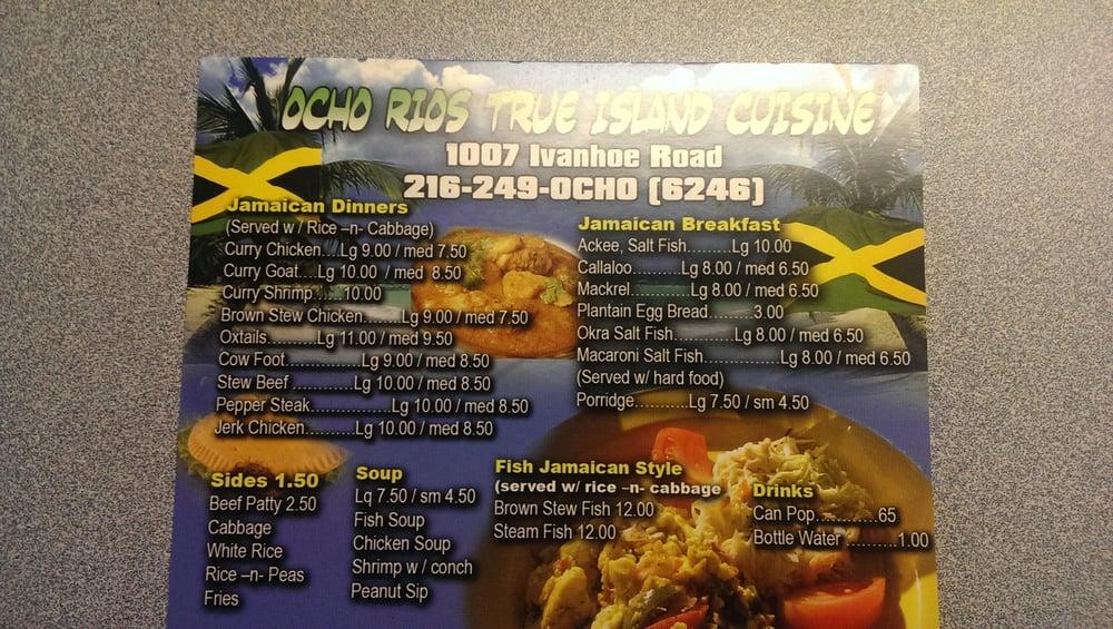 Menu at Ocho Rios restaurant, Cleveland