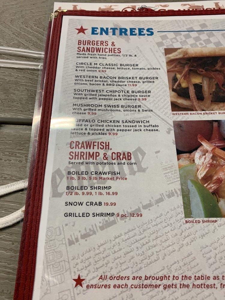 Menu At Circle M Crawfish Restaurant, Big Sandy, State Hwy 155