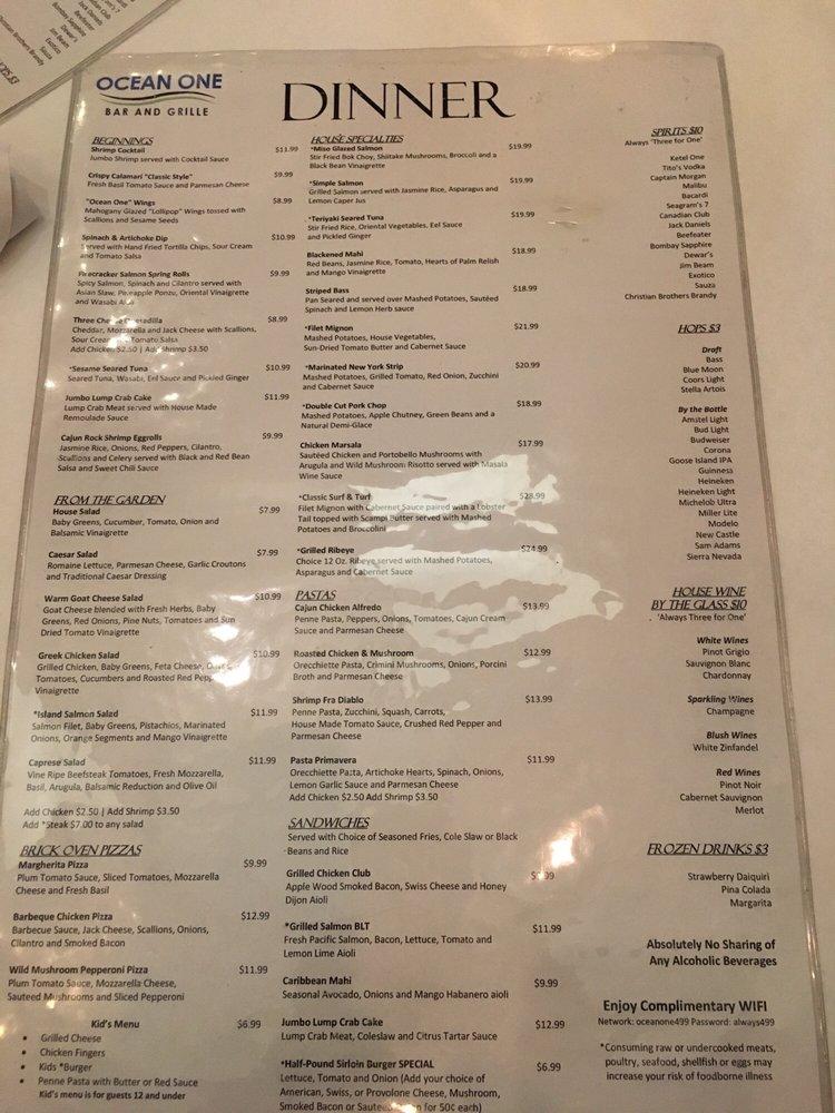 Menu At Ocean One Bar Grille Las Vegas   R977 Menu Ocean One Bar And Grille 2022 09 5 