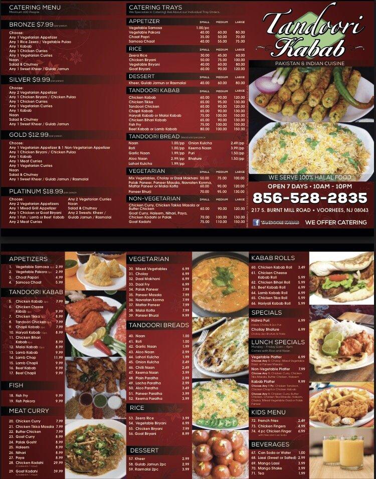 Menu at Tandoori Kabab restaurant, Voorhees Township