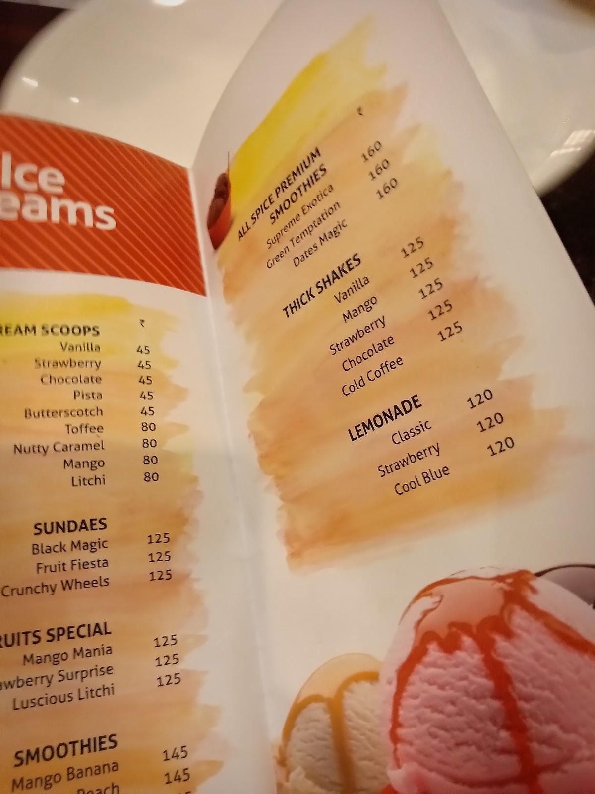 Menu at All Spice Restaurant, Kollam