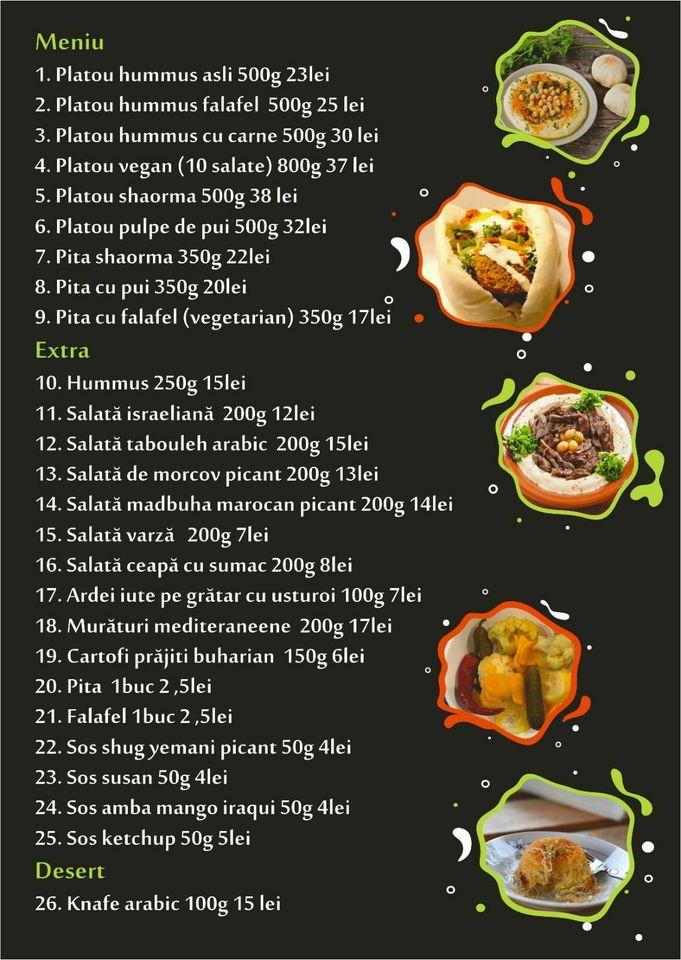 Menu at Hummus Place, Oradea, Strada Vasile Alecsandri 5