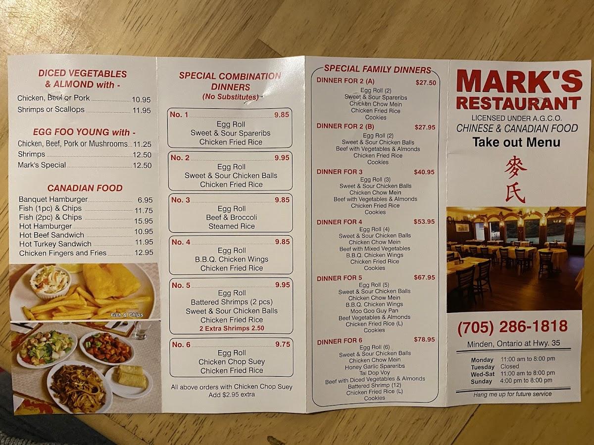 Menu At Mark S Restaurant Minden   R978 Menu Marks Restaurant 2021 08 