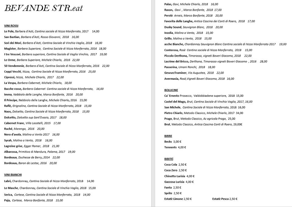 Menu di Str.eat 