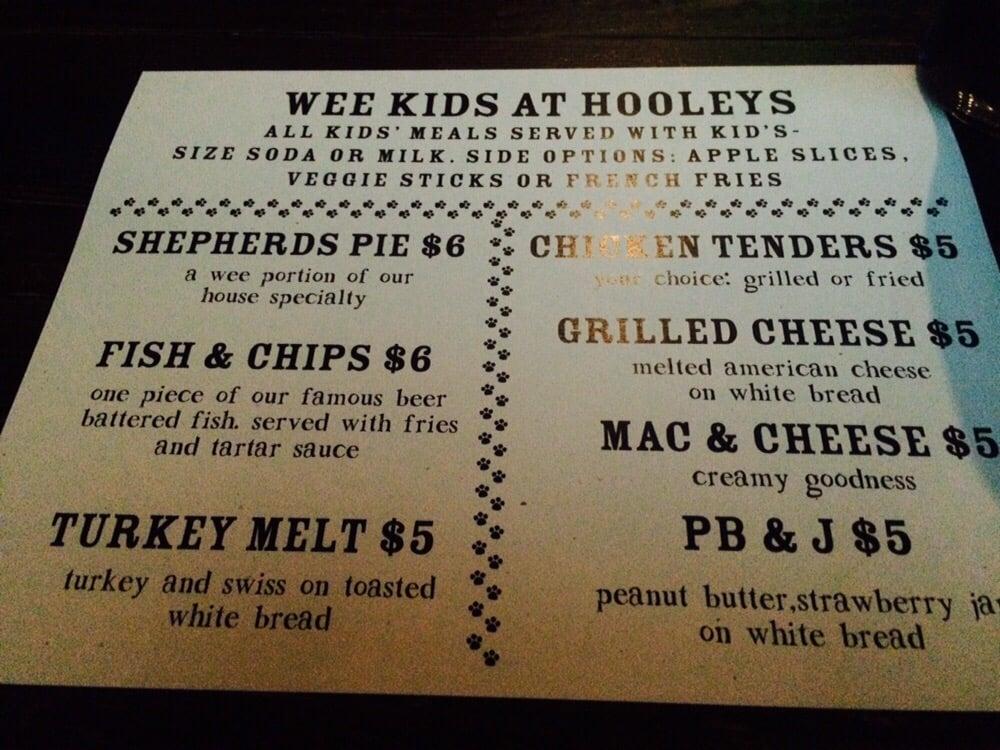 Menu At Hooleys Public House La Mesa