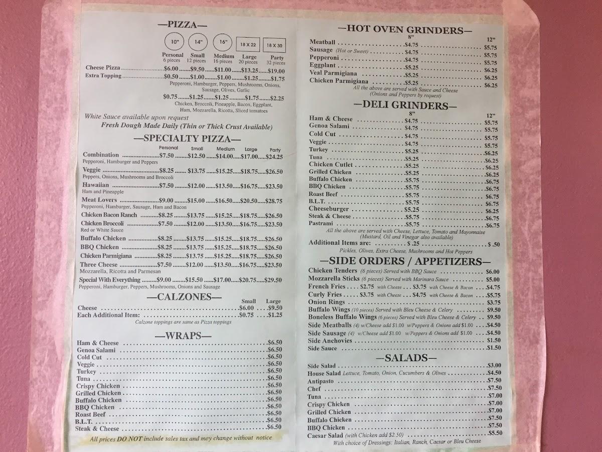 Menu at Family Pizza pizzeria, Westfield