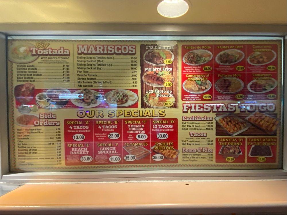 Menu at El Burrito Junior restaurant, Lomita