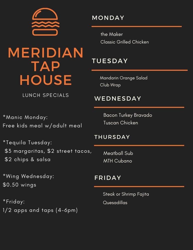 Menu at Meridian Tap House pub & bar, Cozad