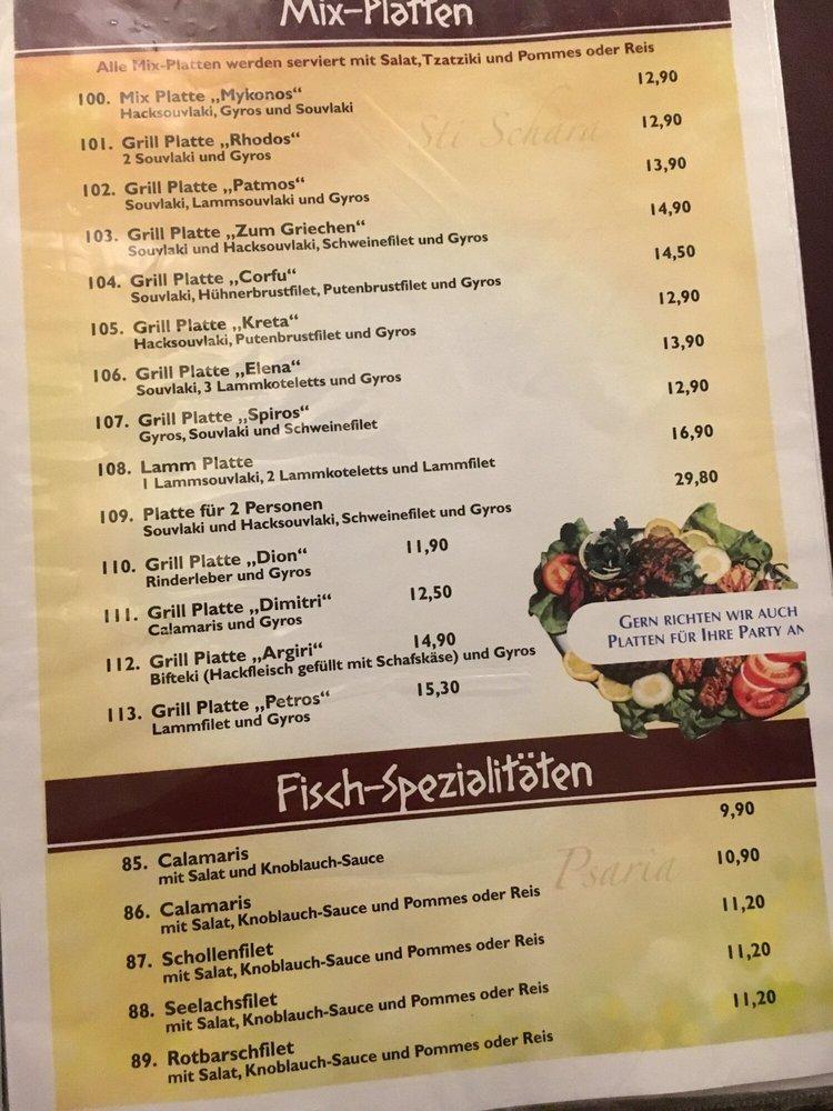 Speisekarte von Zum Griechen restaurant, Hamburg, Wacholderweg 3