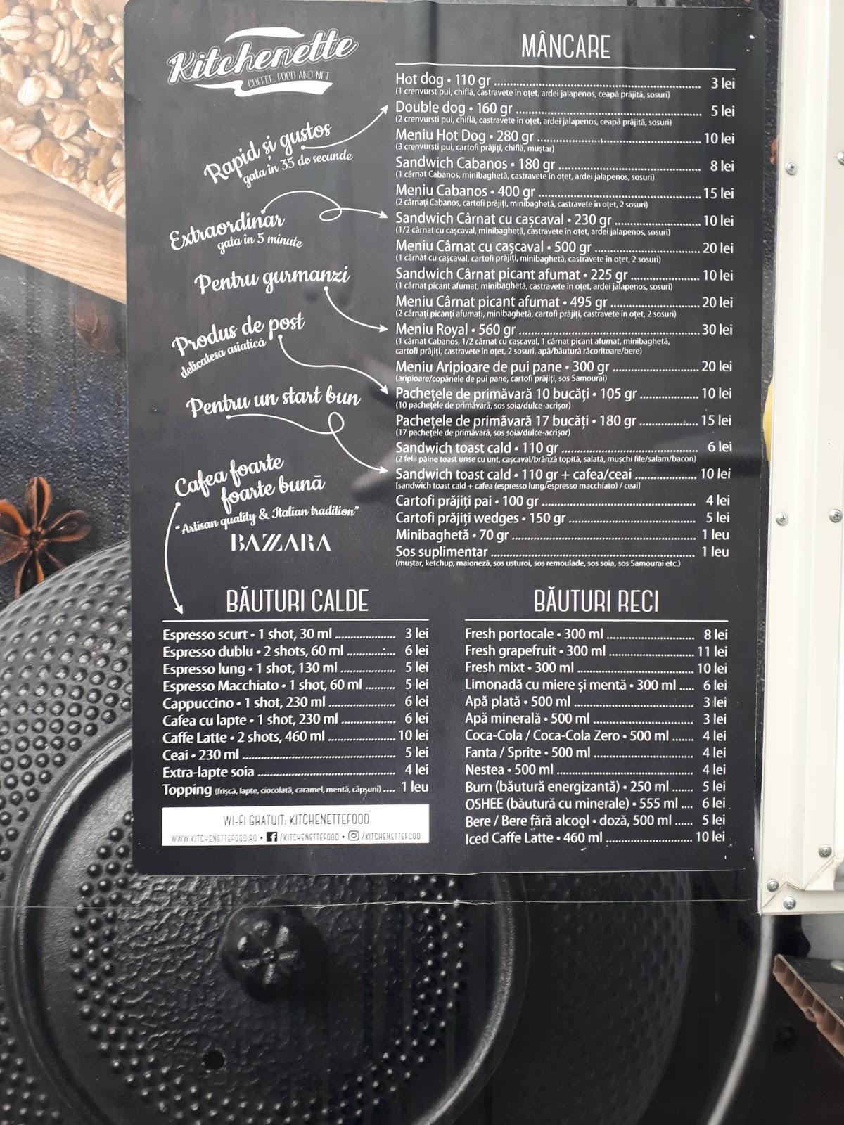 Menu at Food, Bucharest
