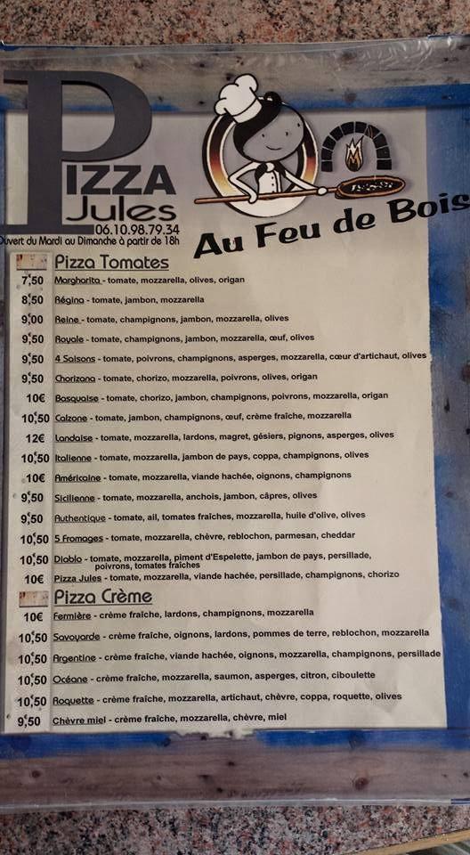 Carta del restaurante Pizza jules 40090, SaintMartind'Oney